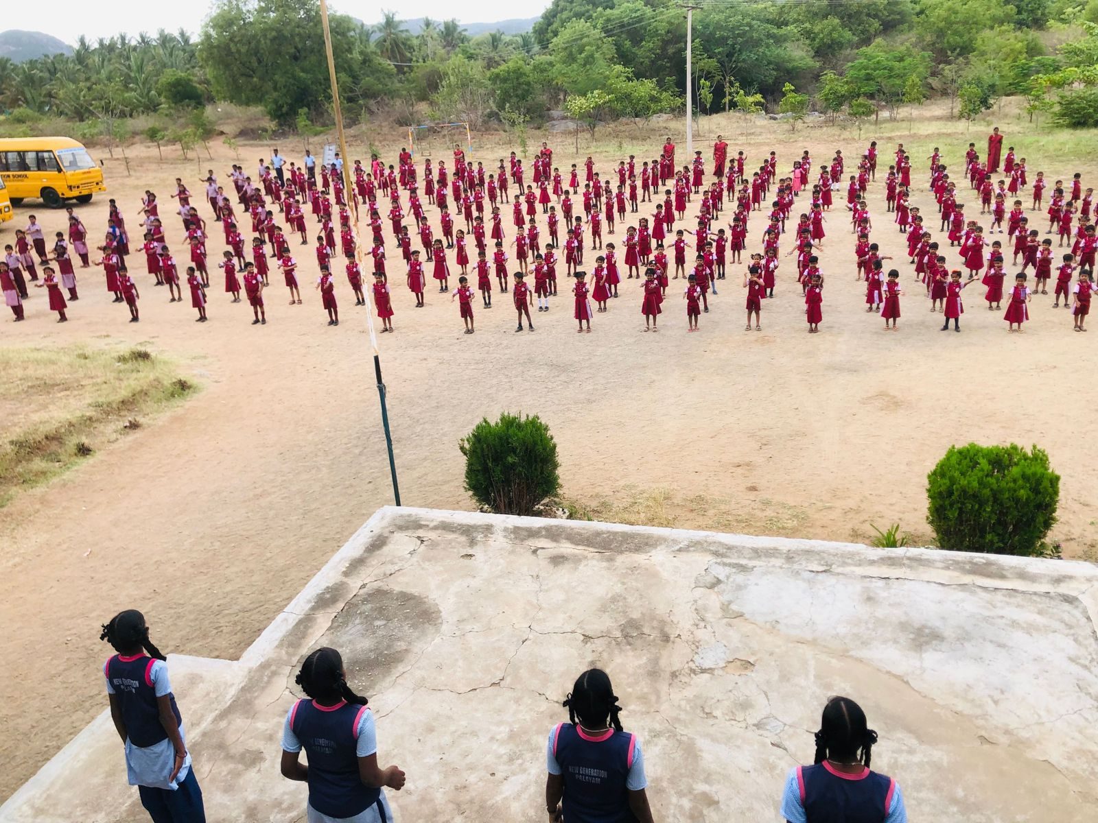 Students at morning assembly, New Generation Matriculation School